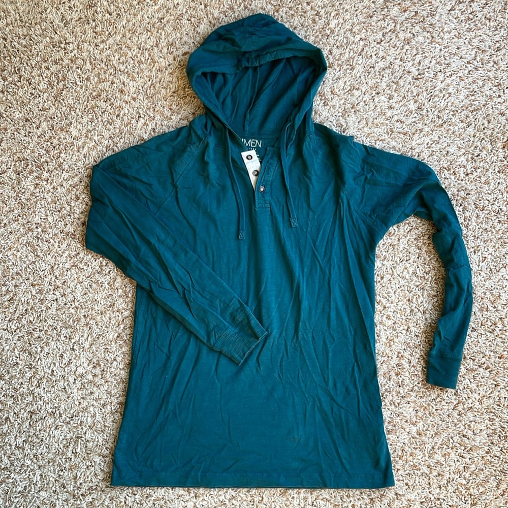 🍂 Teal Hooded Long Sleeve Shirt | 100% Cotton